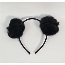 Black Fuzzy Pom Pom Headband (One Size) Costume/Party