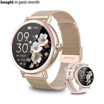 KEEPONFIT Gold Women s Smart Watch IP68 Waterproof Bluetooth Calls HR