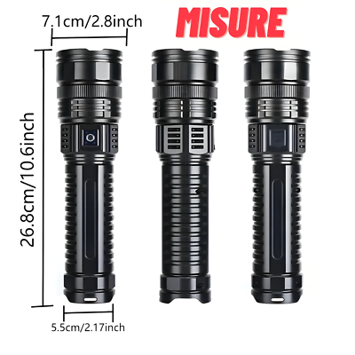 Torce LED ricaricabili Lampada XHP70 Perline 3000 lumen Torcia super luminosa Torcia potente per le emergenze in campeggio  39