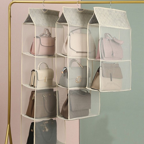 2/3/4Layer Transparent Hanging Bag Organizer Foldable Wardrobe Closet Storage - Picture 19 of 29