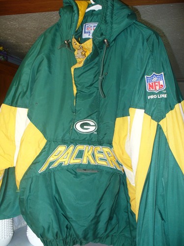 VTG 90s GREEN BAY PACKERS STARTER PRO LINE JACKET XXL HOOD - Picture 2 of 10