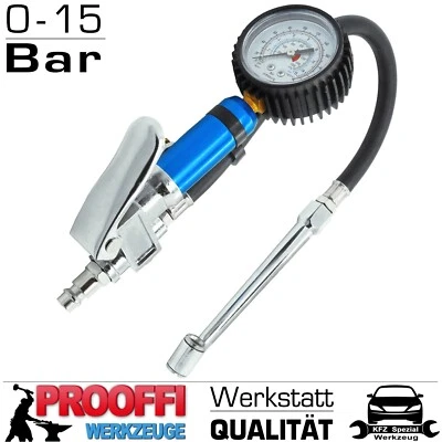 Profi Druckluft Reifenfüll Gerät Reifenfüller Reifendruck Prüfer 0-15 Bar XT1008 - Bild 1 von 4