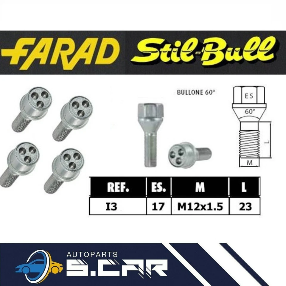 FARAD kit Bulloni Antifurto Per  OPEL TIGRA StilBull I3 - Image 3 of 3