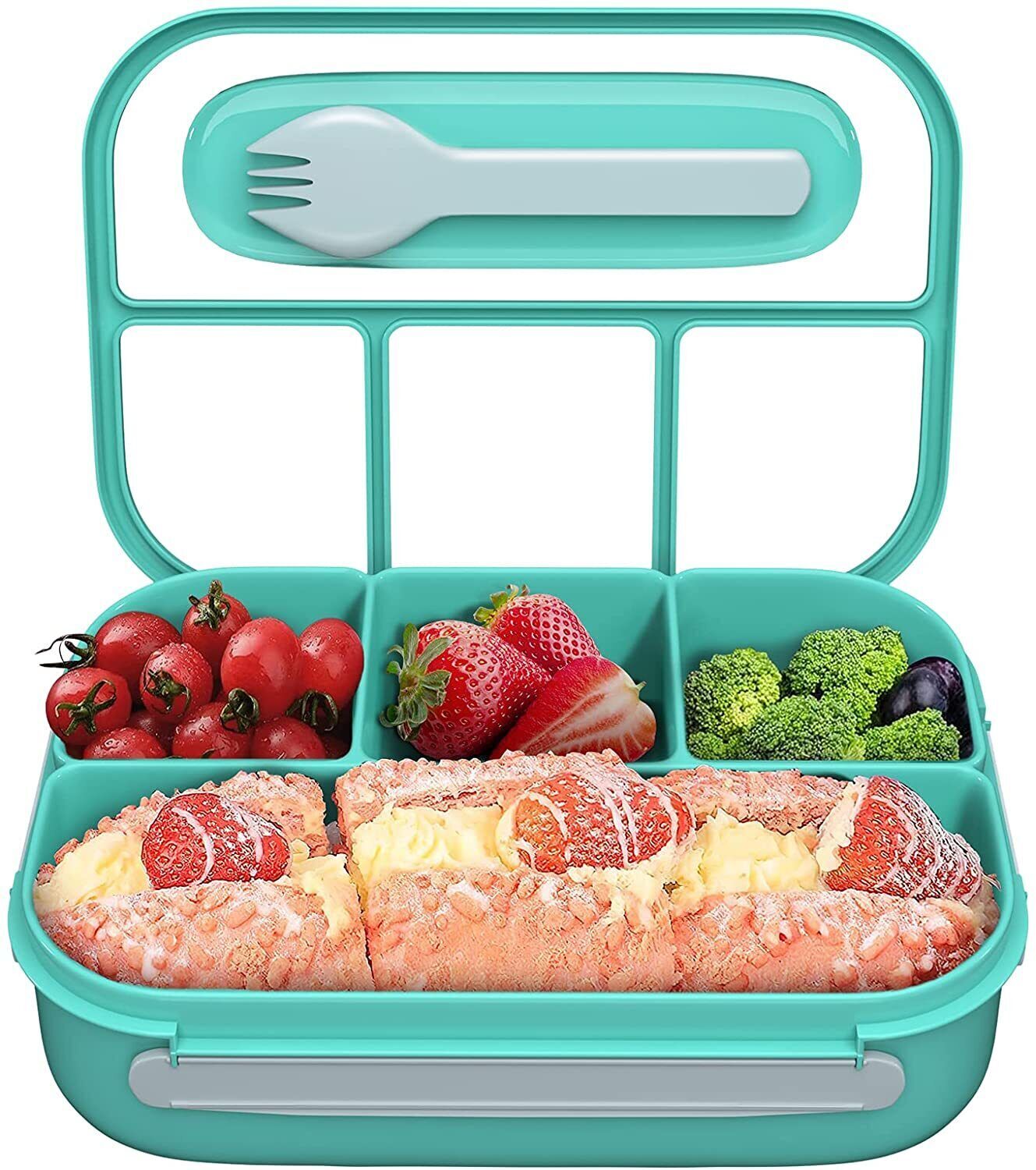 1000 ml Bento Lunch Box Almacenamiento de Alimentos con 4 Compartimentos para Adultos Niños Campamento