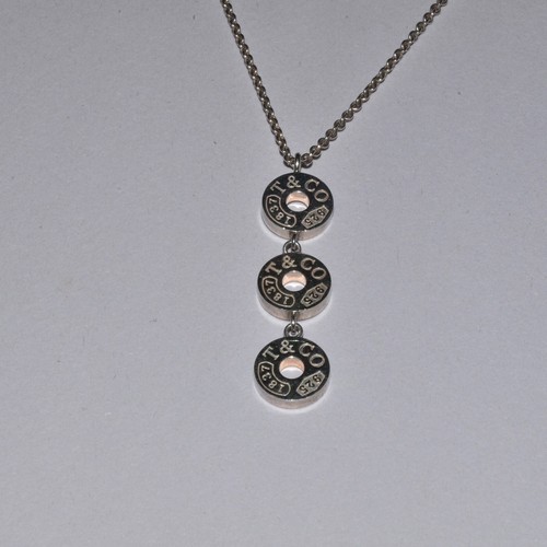 Tiffany & Co. Sterling Silver 1837 Triple Circle Necklace 16" - Picture 2 of 5