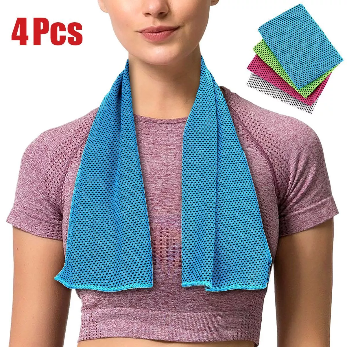 4 pc Cooling Towel Cooling Neck Wrap for Fitness Workout Gym Yoga Pilates  Towels