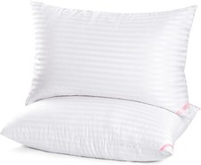 Juego De 2 Almohadas De Pluma De Ganso Para Dormir Tamano Queen Blanco NEW