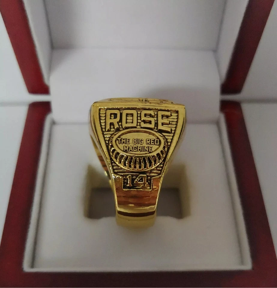 Pete Rose - Anillo Serie Mundial 1975 Cincinnati Reds con caja de exhibición de madera Foto 2 de 4