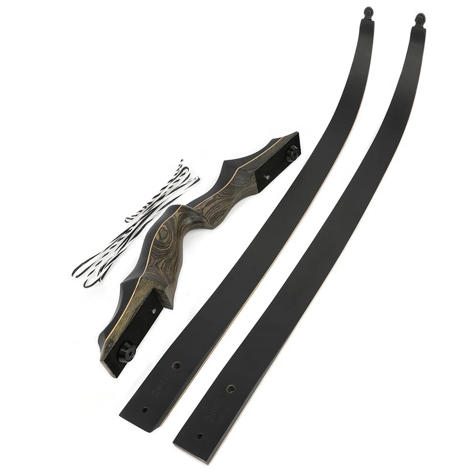 62" Hunting Bow Takedown Recurve Bow 20-60lbs Limbs Wooden Archery Adult Target - Image 2 of 4