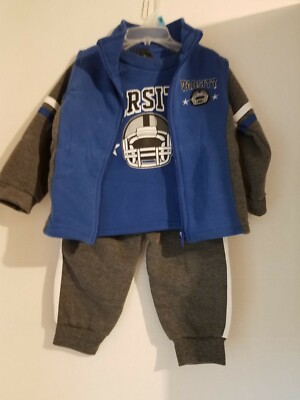 NWT Wild Game  Boy's 3pc Outfit Sz. 18M Varsity Football Helmet Vest Shirt Pants