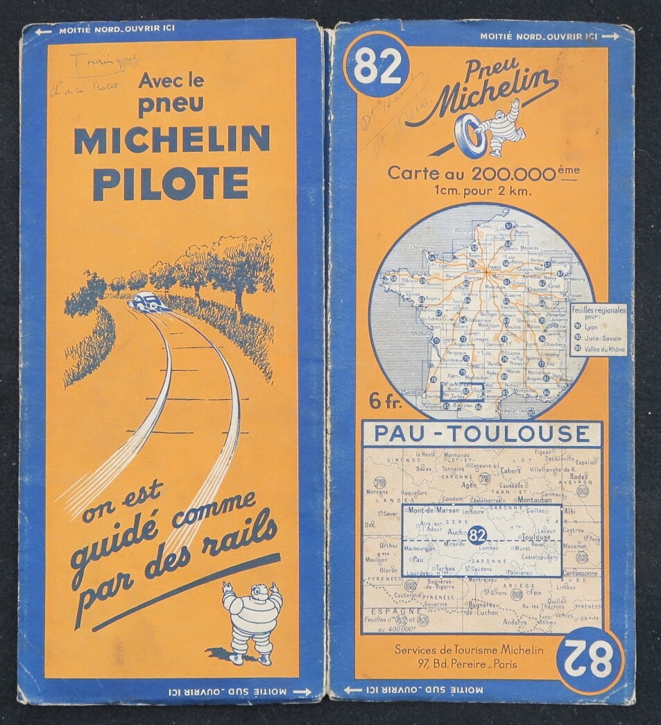 Map MICHELIN 94 ENVIRONS DE PARIS 1947 Guide Bibendum tire tyre map