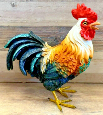 Rooster White Resin Tabletop Decor 7.5'' x 7''