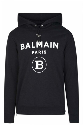 BALMAIN PARIS Nero Gregge Felpa Con Cappuccio Felpa velluto bianco, logo  BALMAIN x-Large XL | eBay