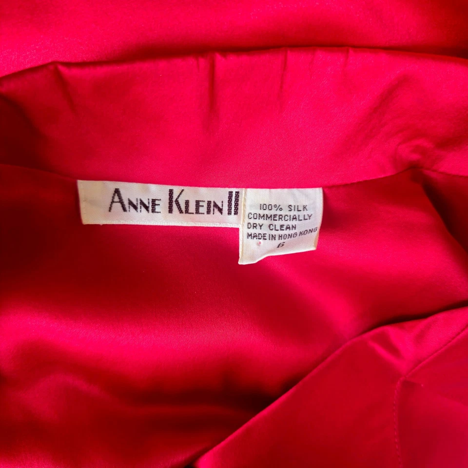 Blusa roja 100 % seda, vintage, años 80, Anne Klein II, talla: US 6 Foto 3 de 4