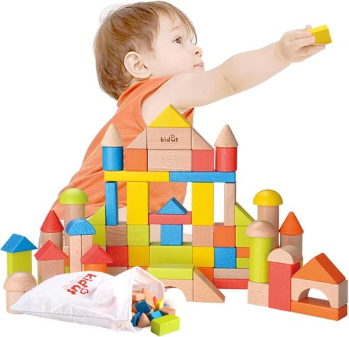 Classic 80-Piece Wooden Building Blocks Set for Toddlers - Educational Fun - Picture 8 of 9