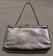 Vintage After Five Silver Lame Convertible Handbag Convertible Clutch Coin Set