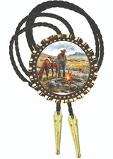 Cowboy Feeding Time Bolo Tie Men's Neckties Men's Clothing Accessory Western Art