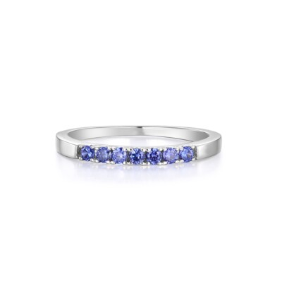 Damen massiv 925 Silber Sterling 7 Steine Tansanit Eternity Verlobungsring