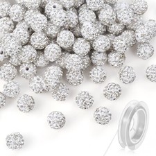 120 Pcs Clay Rhinestone Beads 10mm for Jewelry Making, Bling Sparkle Rhinesto...