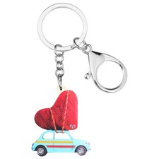 Acrylic Love Heart Mini Car Keychain Rings For Women Kid Purse Bag Jewelry Charm