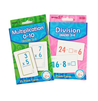 2 Boxes Multiplication & Division Double Sided Print Flash Cards Learning Cards