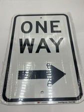QTY 4 One Way Sign with Right Arrow Reflective Rust Free Aluminum 18" x 12" 18MJ