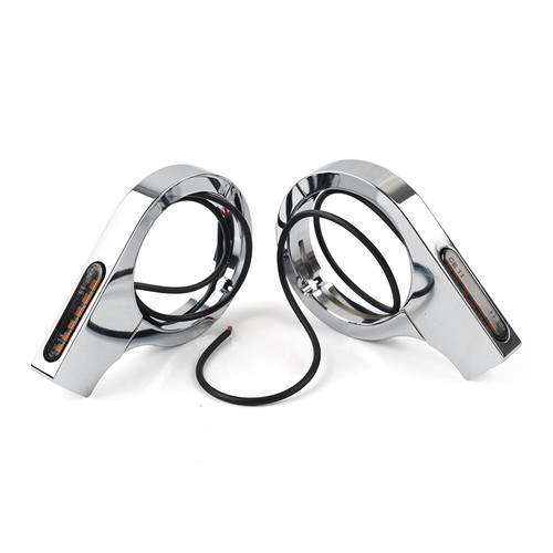 Chrome Motorcycle Fork Turn Signal Light Indicator LED Amber For Harley touring - Picture 7 of 10