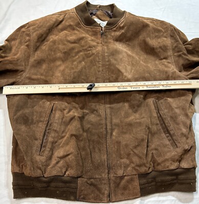 Falls Creek Size XL Leather Bomber Jacket Brown READ | eBay