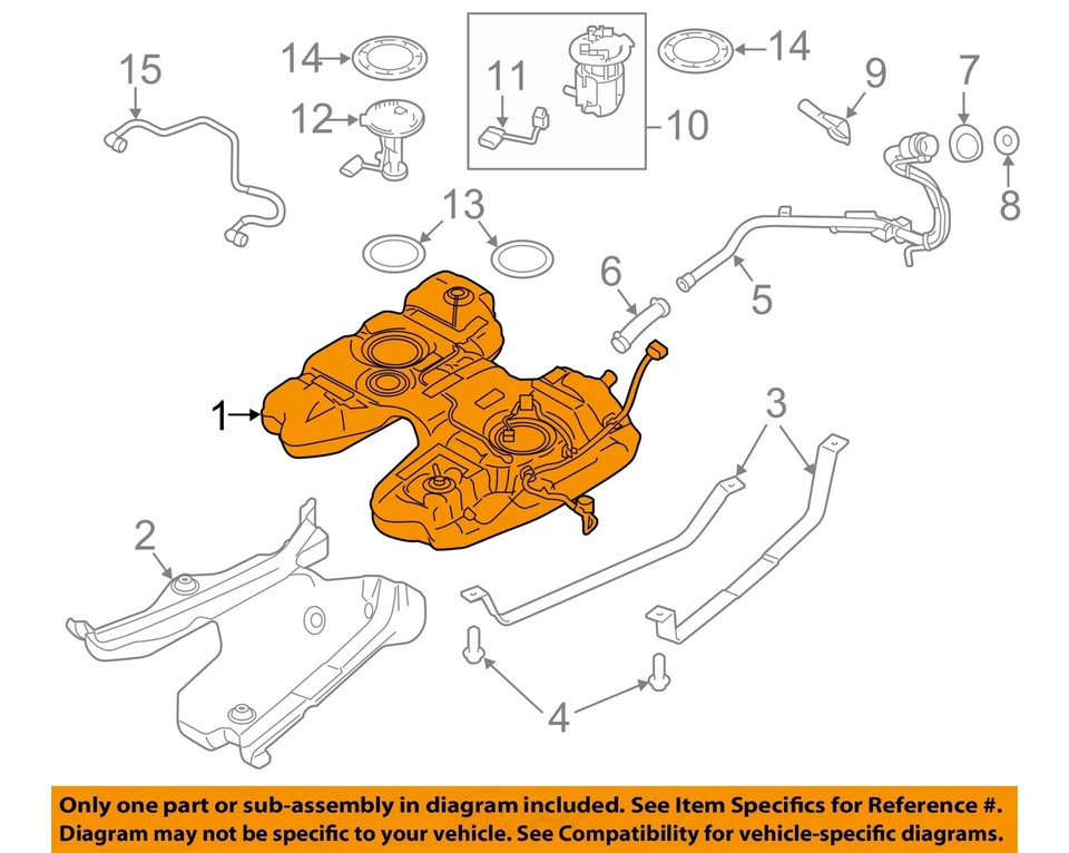 Used Fuel Tank fits: 2013 Ford Edge AWD Grade A Foto 3 de 4