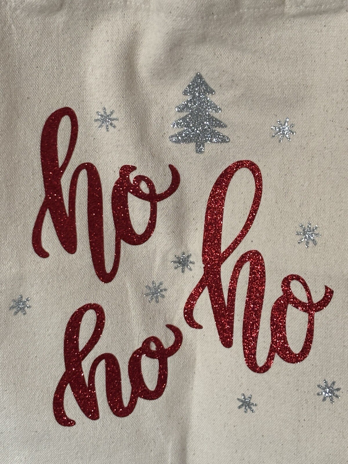 Festive Glitter Christmas Reusable Holiday Shopping Tote Bag