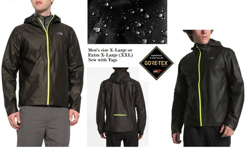 The North Face HyperAIR GTX Trail Jacket - Men's TNF Black/DayGlo Yellow, XL