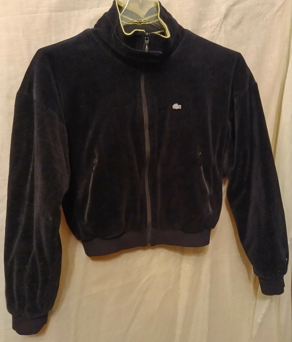 LACOSTE Black Yellow Velour Zip Front Bomber Track Jacket 36 US 4 | eBay