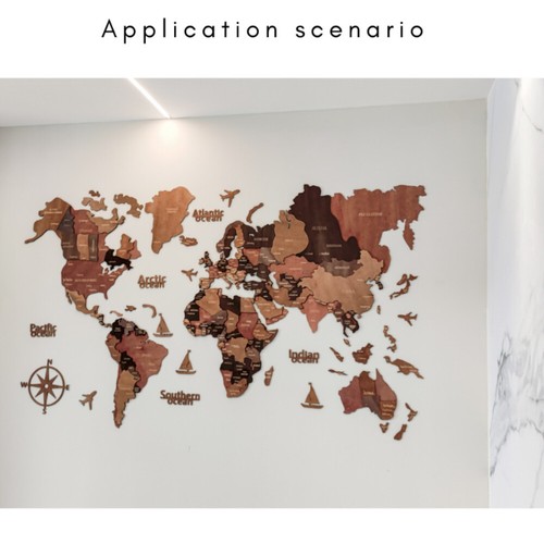 60*35in Wooden World Map Multilayered Travel Map Wall Map Office Home Decor - Picture 12 of 12