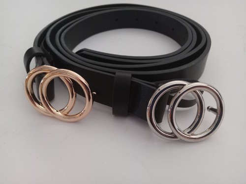 Lot Of 2 Kid's Belts Leather Double Ring New Fits 24 To 28" Waist