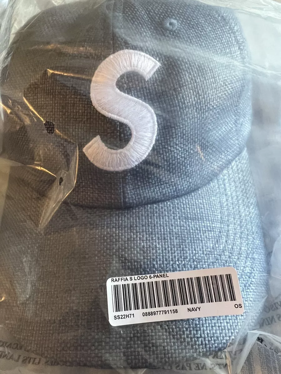 Brand New Supreme Raffia S Logo 6-Panel Hat Navy Blue box logo bogo