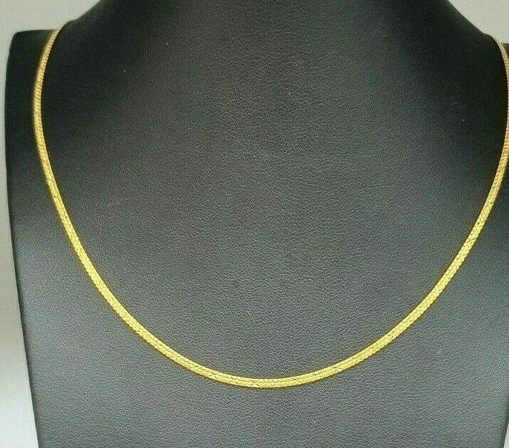 22ct Yellow Gold Mens Ladies Fancy Flat Chain Necklace 18 inch