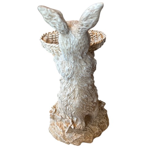 Rabbit Bunny Soap Dish Business Card Holder Trinket Figurine Easter Resin 7.5" - Picture 3 of 6