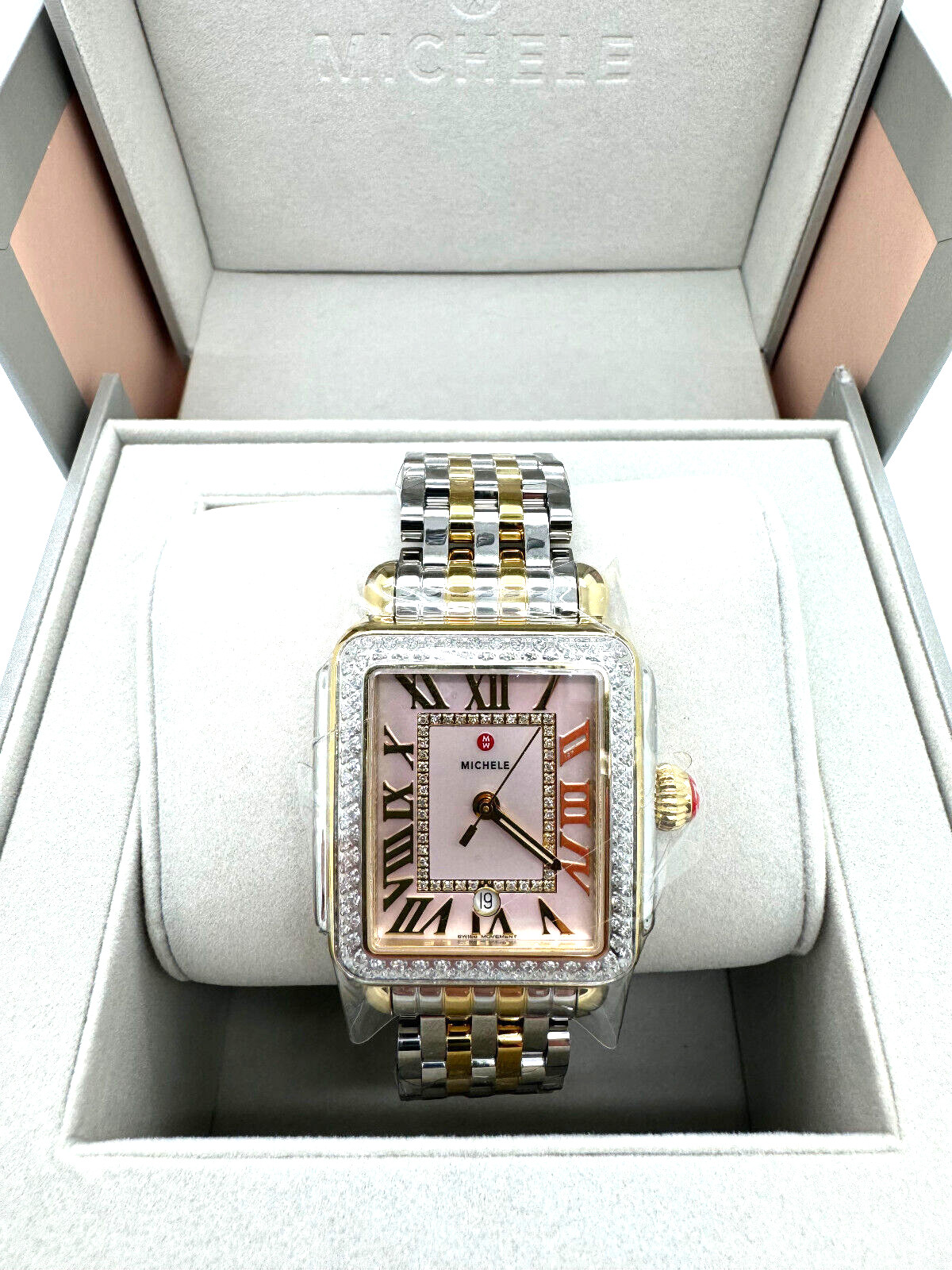 Michele Deco Madison Two-Tone 18K Gold-Plated Diamond Watch