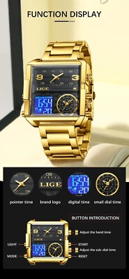 Montre Homme Lige Classique - Cadran Blanc, Boîtier Acier, Bracelet Cuir Marron - Quartz, étanche 30m