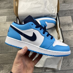 NIKE AIR JORDAN 1 LOW GS UNC WHITE BLUE OBSIDIAN WOMENS KIDS SIZE UK5 US5.5  EU38 | eBay
