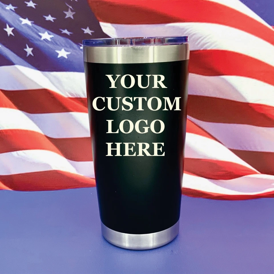 Custom Engraved 20oz Tumbler with Your Logo Or Text Travel Mug Coffee Cup Bottle - Image 1 of 4