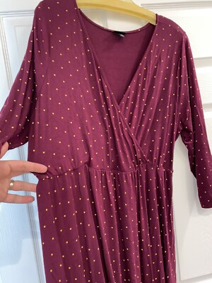 Torrid Burgundy & Gold Polka Dot 3/4 Sleeve Faux Wrap Dress - 2X | eBay Torrid Burgundy & Gold Polka Dot 3/4 Sleeve Faux Wrap Dress - 2X | eBay