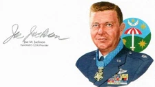 Joe Jackson Hand Signed Cut Signature GOE Lithograph Vietnam MOH Fairchild C-123