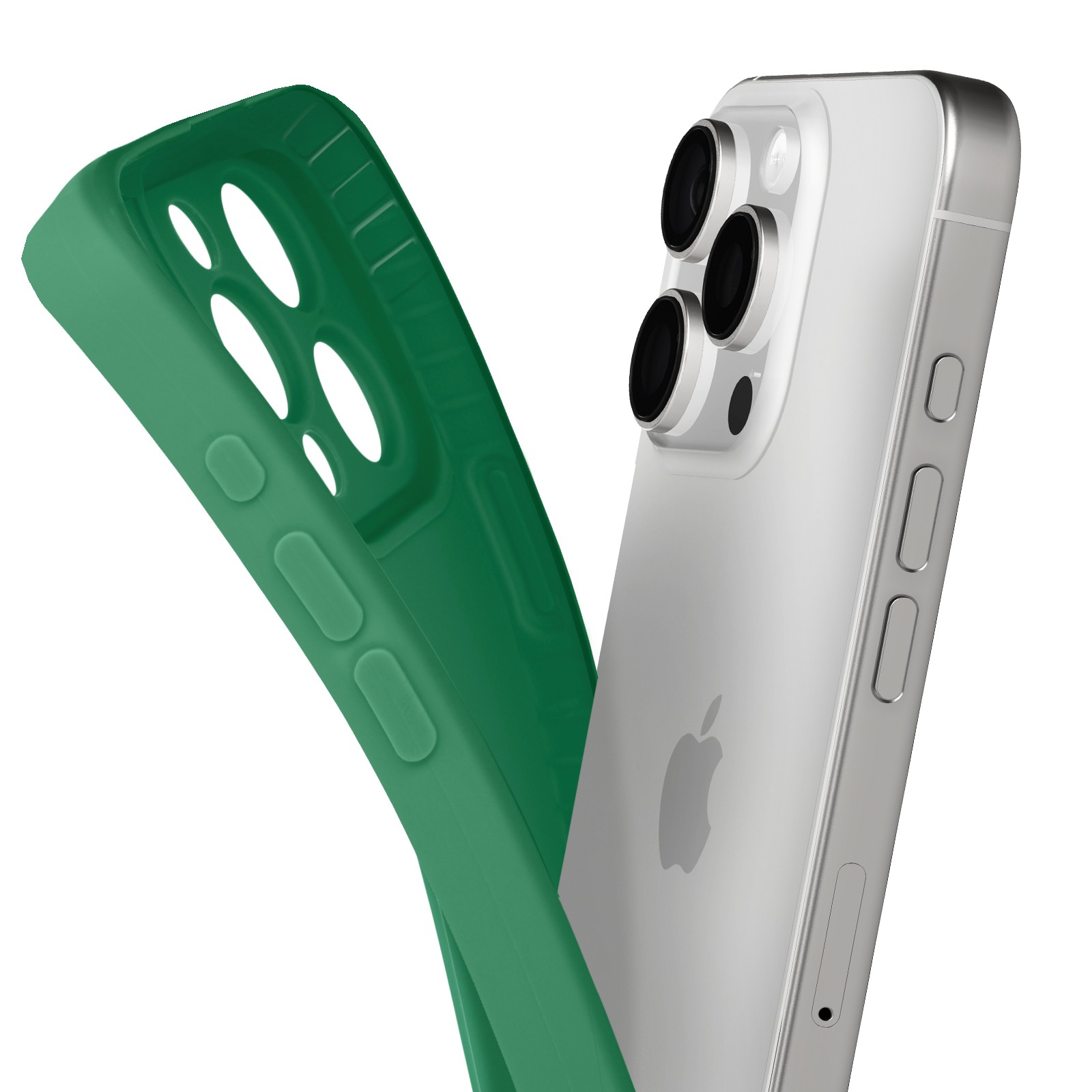 Coque iPhone 16 Pro Max silicone vert Avizar avec cache caméra amovible