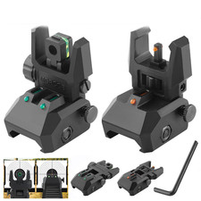 Foldable Iron Sights Flip-up Front and Rear Sight Fiber Optics Dual Aiming Tan