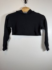 Lululemon All Yours Cropped Hoodie Black Stretch Terry Fabric 8 Yoga Workout