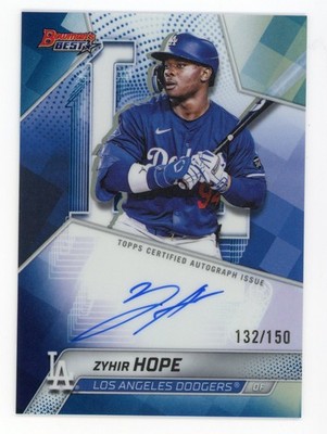 2025 BOWMAN'S BEST #B25-ZH ZYHIR HOPE AUTO /150 BLUE REFRACTOR PROSPECT DODGERS