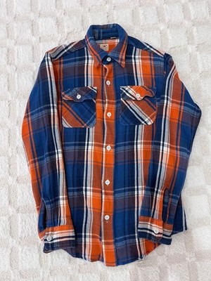Sugar Cane Flannel Shirt Size: S Orange/Blue/White, Flap Pocket ship From JAPAN