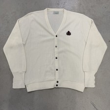 Vintage 80s 90s Izod Acrylic Cardigan Sweater White Men’s Size XL Made In USA