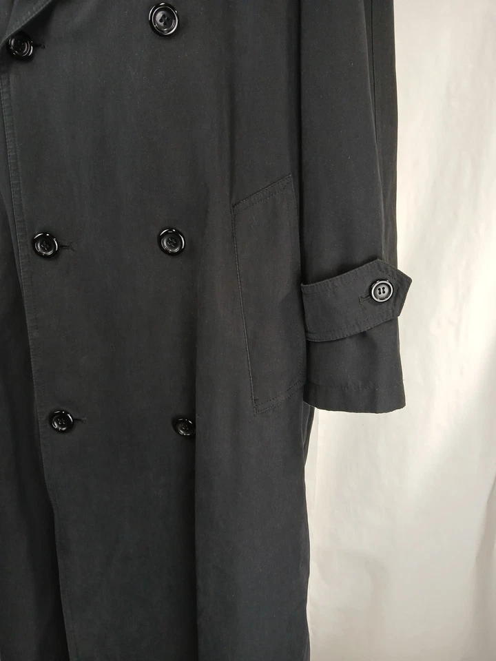 Trench top coat Umberto Rossi tamanho 38 preto Dbl peito forro de lã removível - Imagem 4 de 4